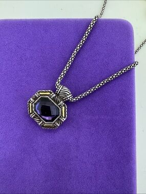 💛 Classic Brighton Silver & Gold Plated Dagmar Purple Gemstone Necklace